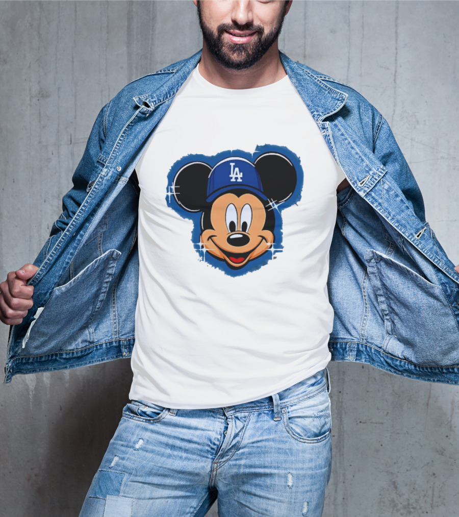 Mickey Mouse Wearing LA Dodgers Hat T-Shirt