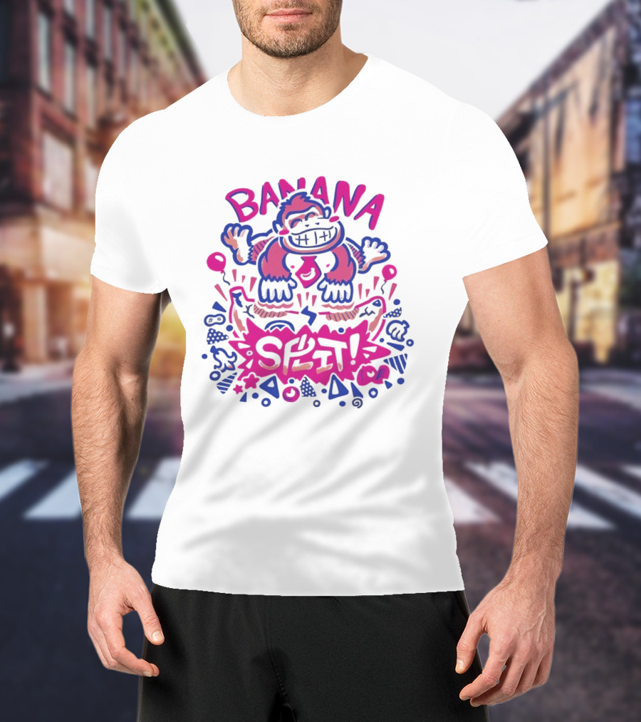 Banana Split Monkey Cartoon Fun T-Shirt