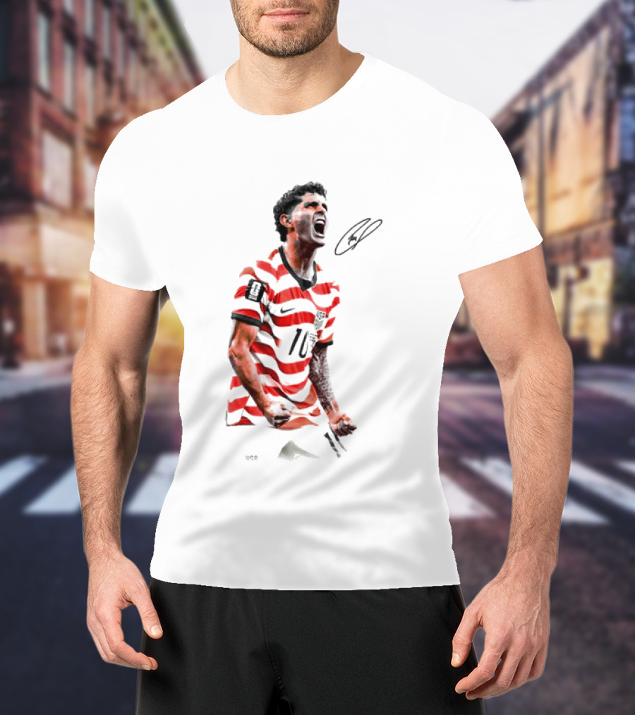 USA 10 Christian Pulisic Soccer Star Jersey Signature T-Shirt