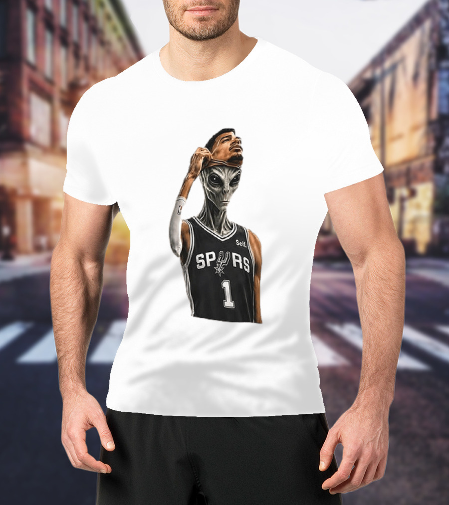 Wembanyama Spurs Alien Takeover Face Reveal Self 1 T-Shirt