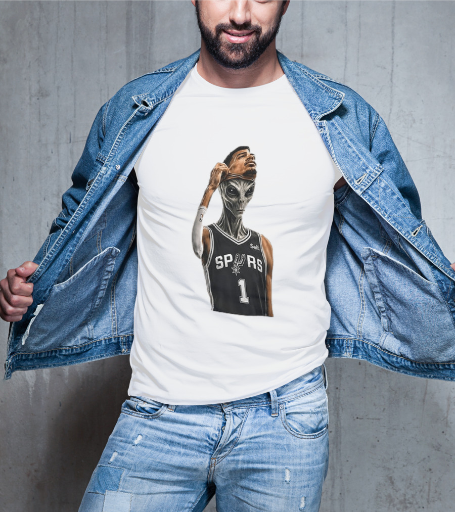 Wembanyama Spurs Alien Takeover Face Reveal Self 1 T-Shirt