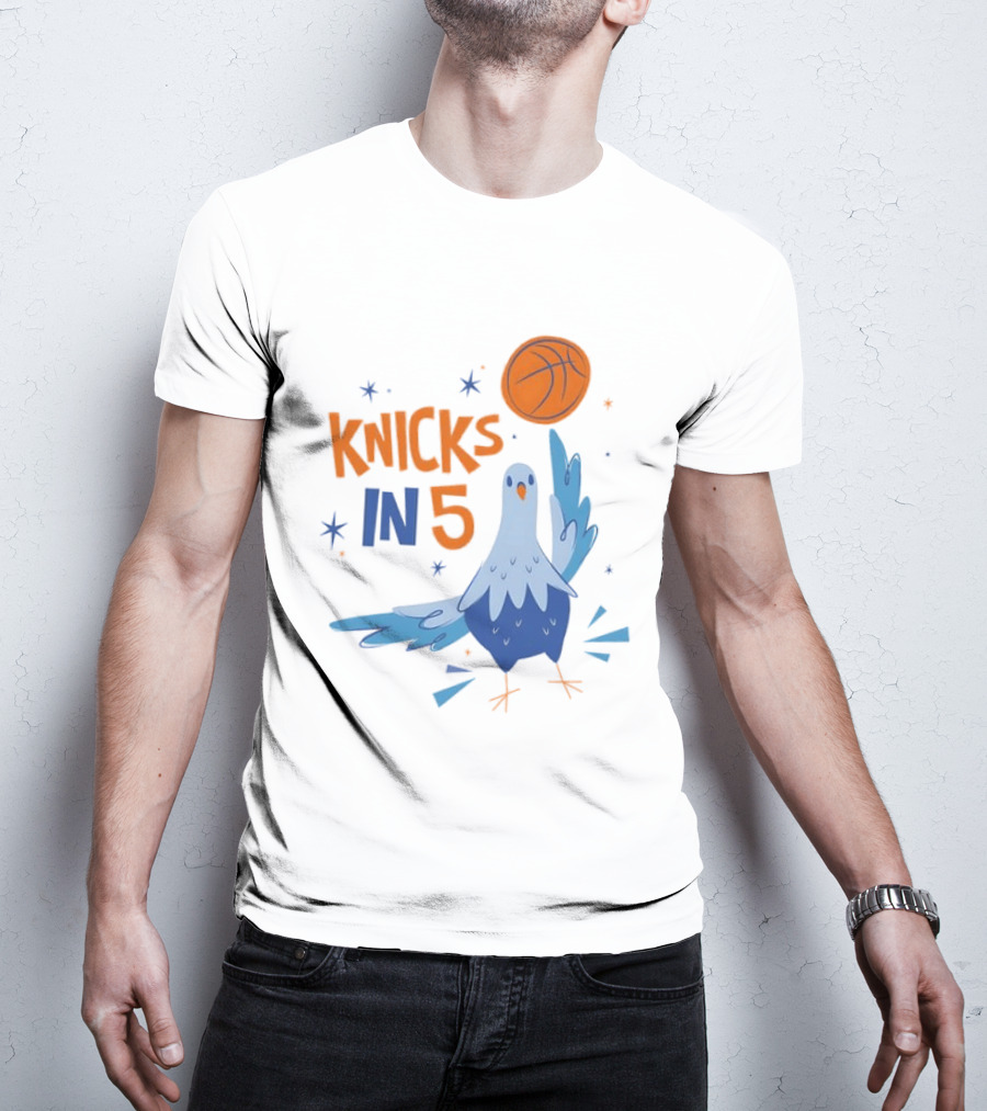 New York Knicks NBA Pigeon Basketball Knicks In 5 T-Shirt