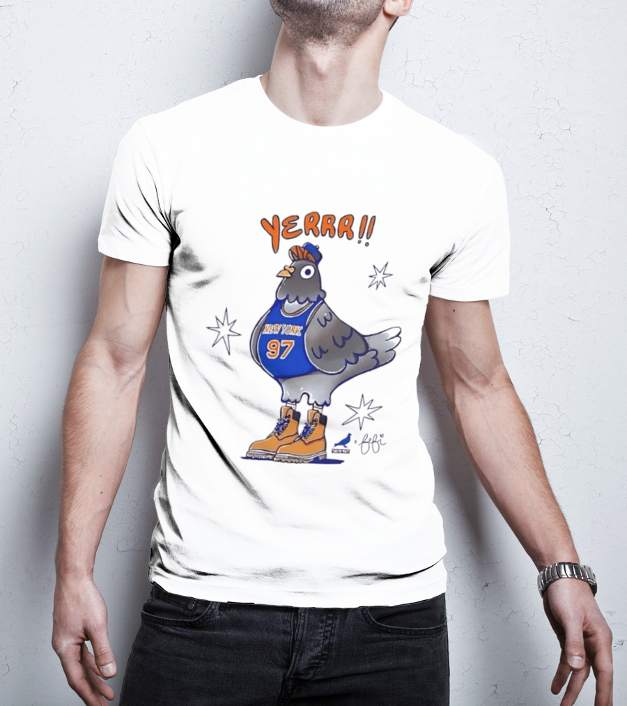 Pigeon Fefi Yerrr 97 New York Basketball Jersey Timberland Boots T-Shirt