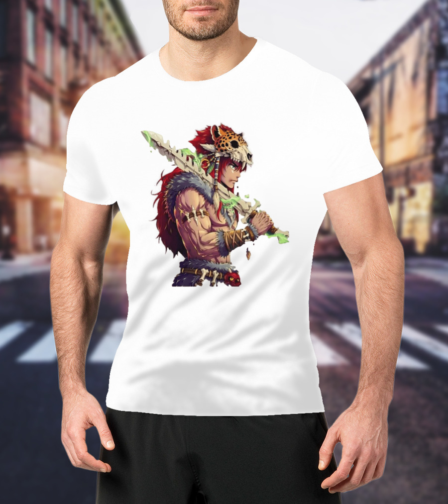 Jaguar Warrior Aztec Fantasy Glowing Bone Sword Warrior T-Shirt