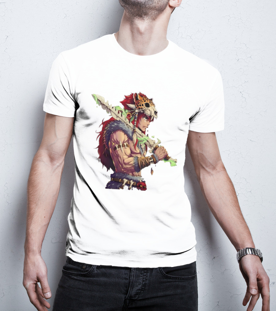 Jaguar Warrior Aztec Fantasy Glowing Bone Sword Warrior T-Shirt