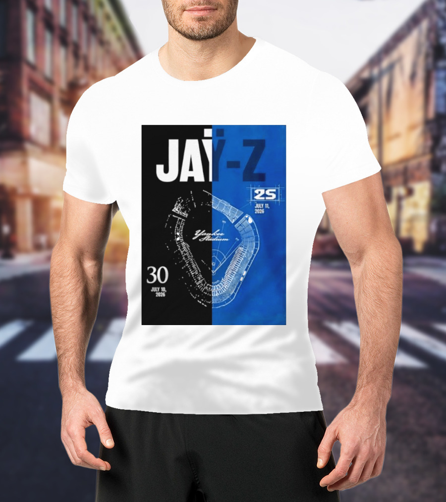 Jay Z Yankee Stadium July 10 11 2026 Celebration With Map Blueprint T-Shirt