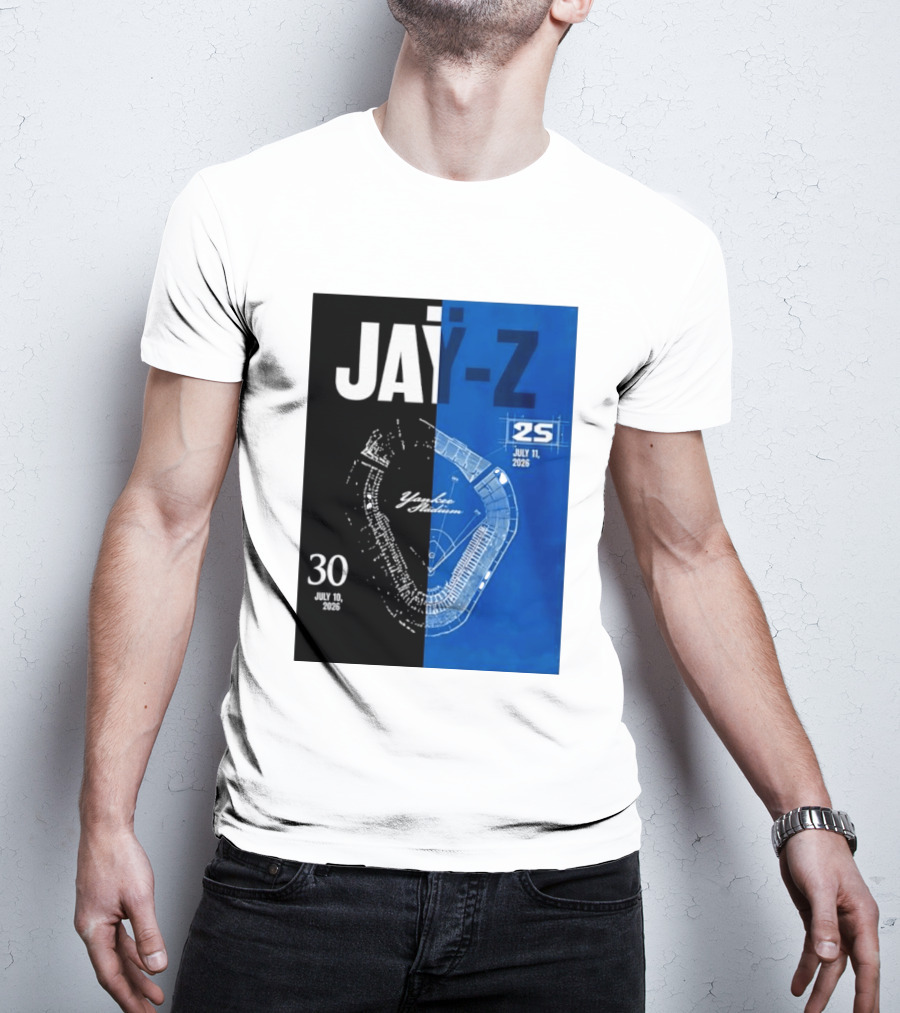 Jay Z Yankee Stadium July 10 11 2026 Celebration With Map Blueprint T-Shirt