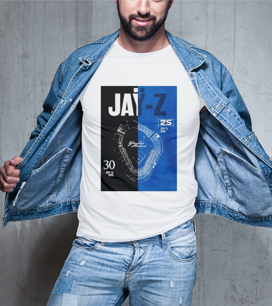 Jay Z Yankee Stadium July 10 11 2026 Celebration With Map Blueprint T-Shirt