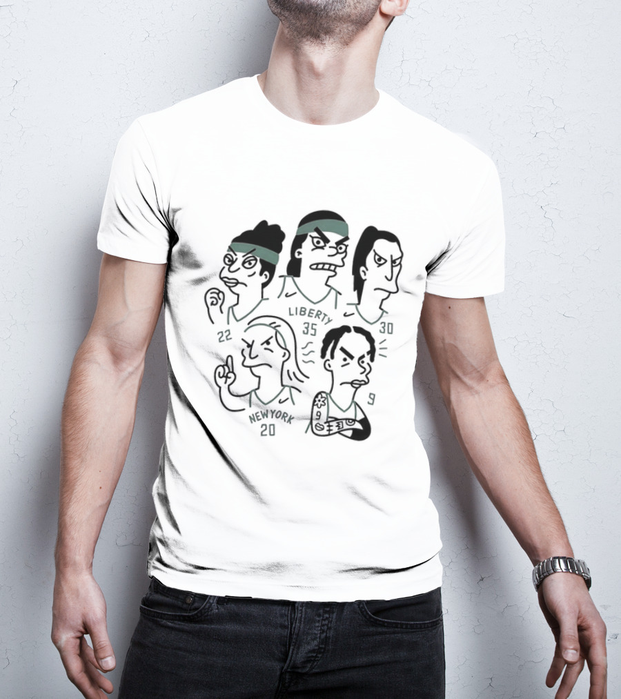 Simpson Style Cartoon New York Liberty Players 20 35 32 13 T-Shirt