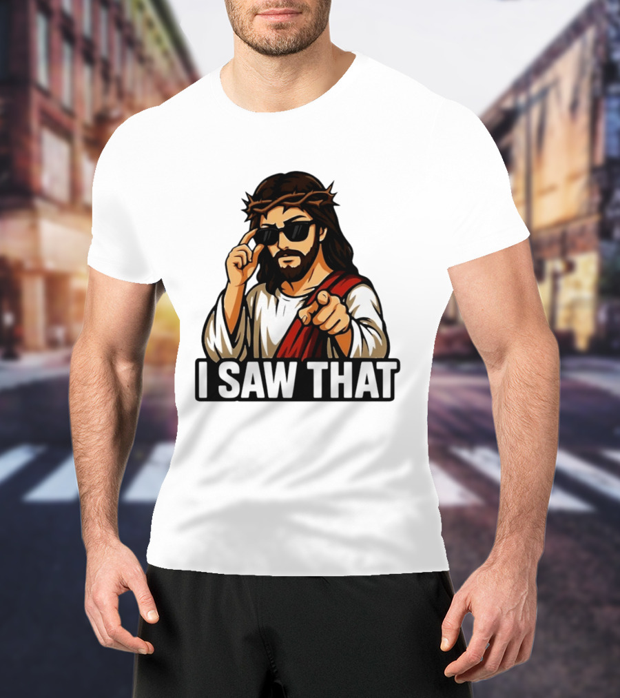 Jesus I Saw That Sunglasses Pointing Gesture T-Shirt