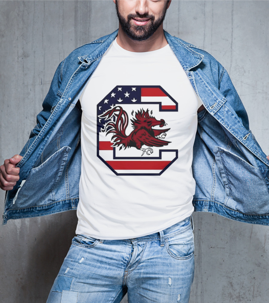 American Flag South Carolina Gamecocks C T-Shirt