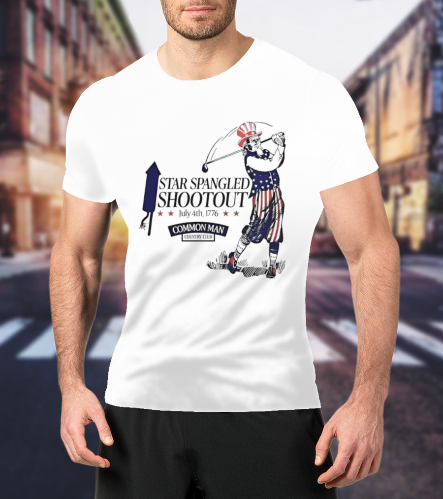 Star Spangled Shootout Common Man Country Club Patriotic Golfer T-Shirt