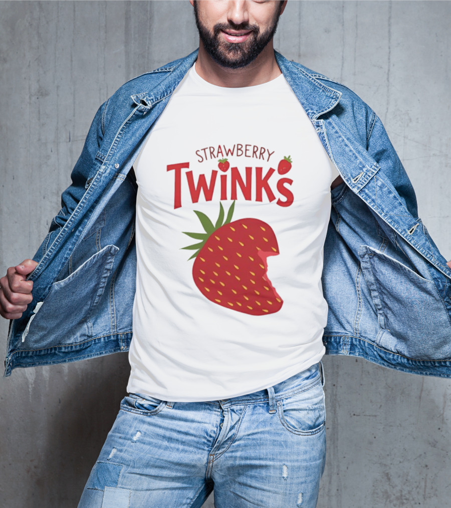 Strawberry Twinks Fruit Snack Pun Playful Bite T-Shirt
