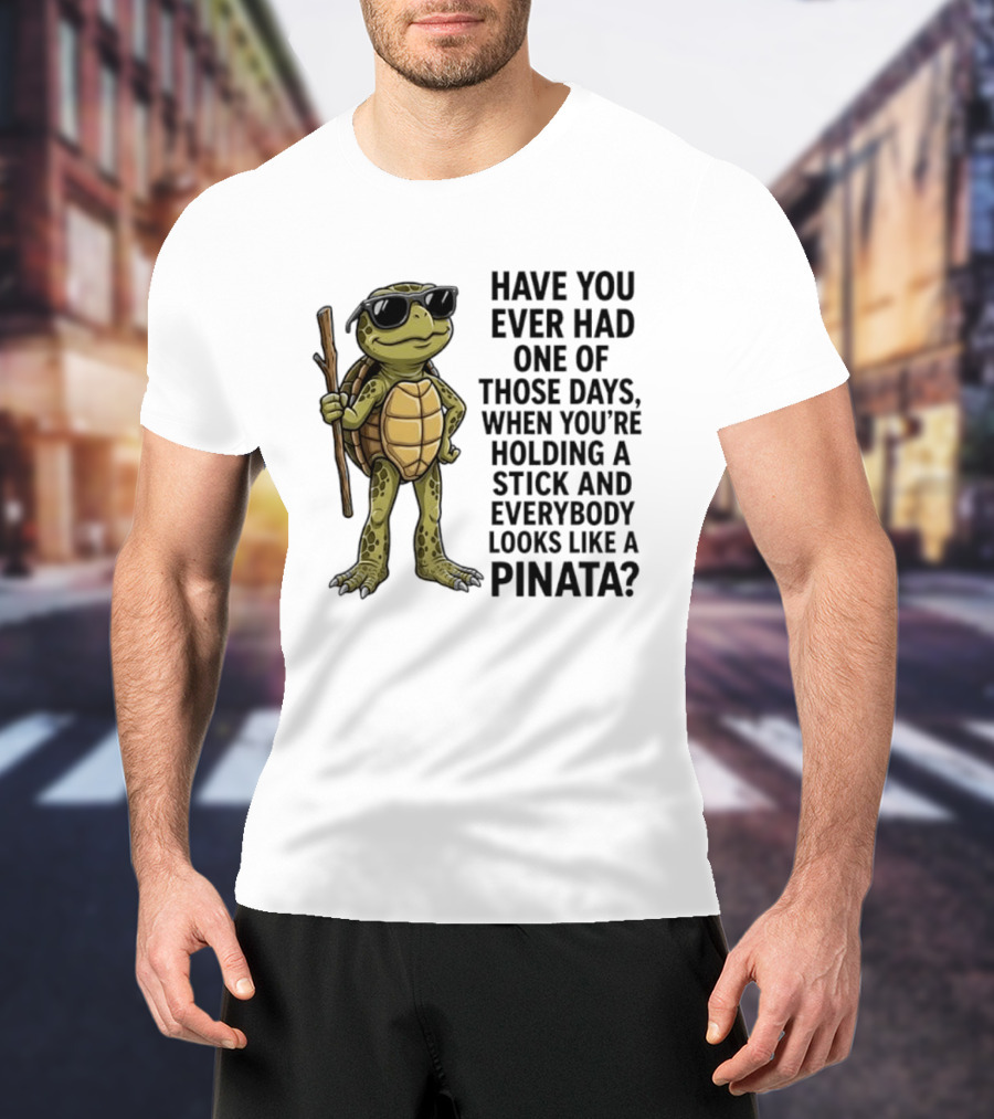 Have You Ever Had One Of Those Days Turtle Holding A Stick Looking Like A Pinata T-Shirt