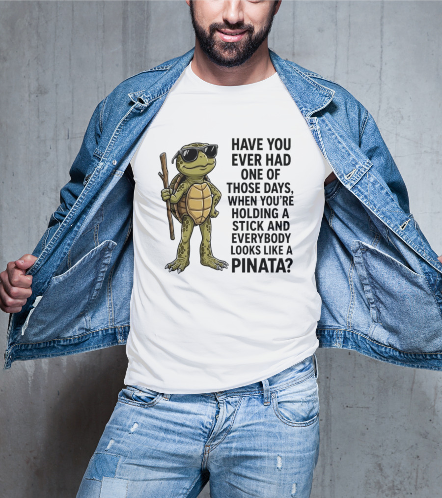 Have You Ever Had One Of Those Days Turtle Holding A Stick Looking Like A Pinata T-Shirt