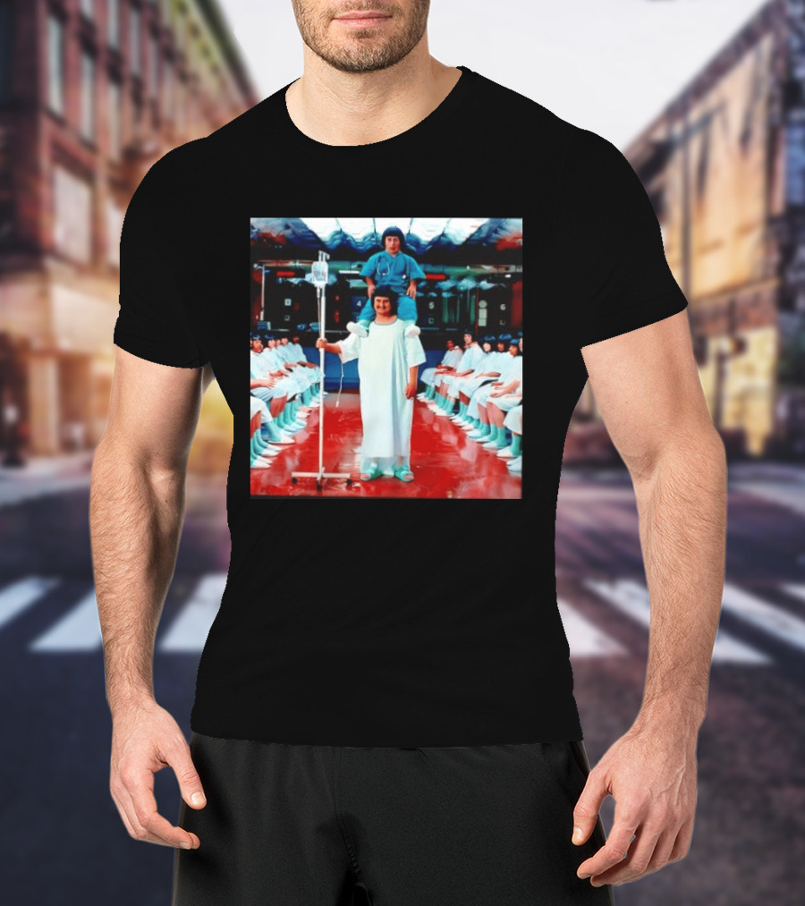Doctor Riding On Patient Shoulders Hospital Room Surrealism T-Shirt