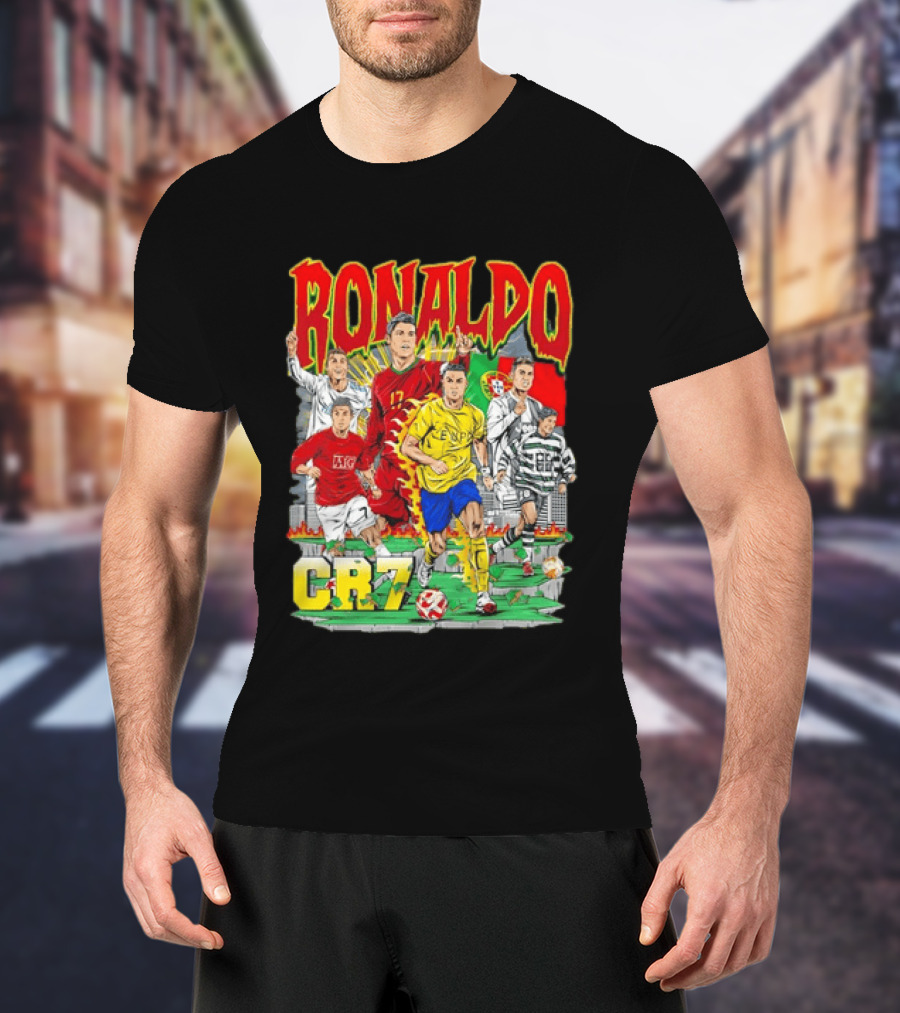 Ronaldo CR7 Football Icon In Action Sports Team Collection T-Shirt