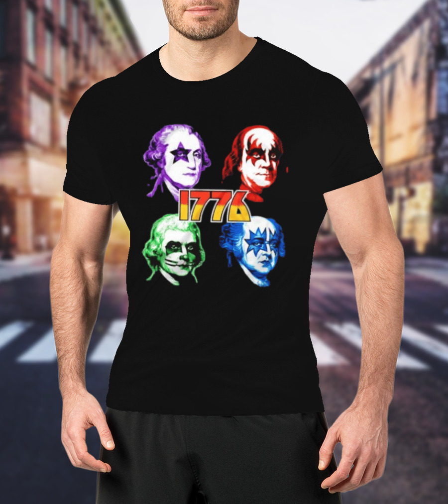 1776 Founding Fathers Rock Band George Washington Benjamin Franklin T-Shirt