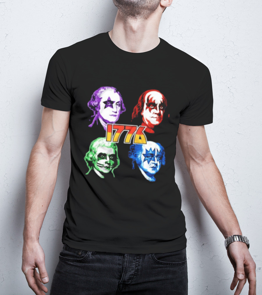 1776 Founding Fathers Rock Band George Washington Benjamin Franklin T-Shirt
