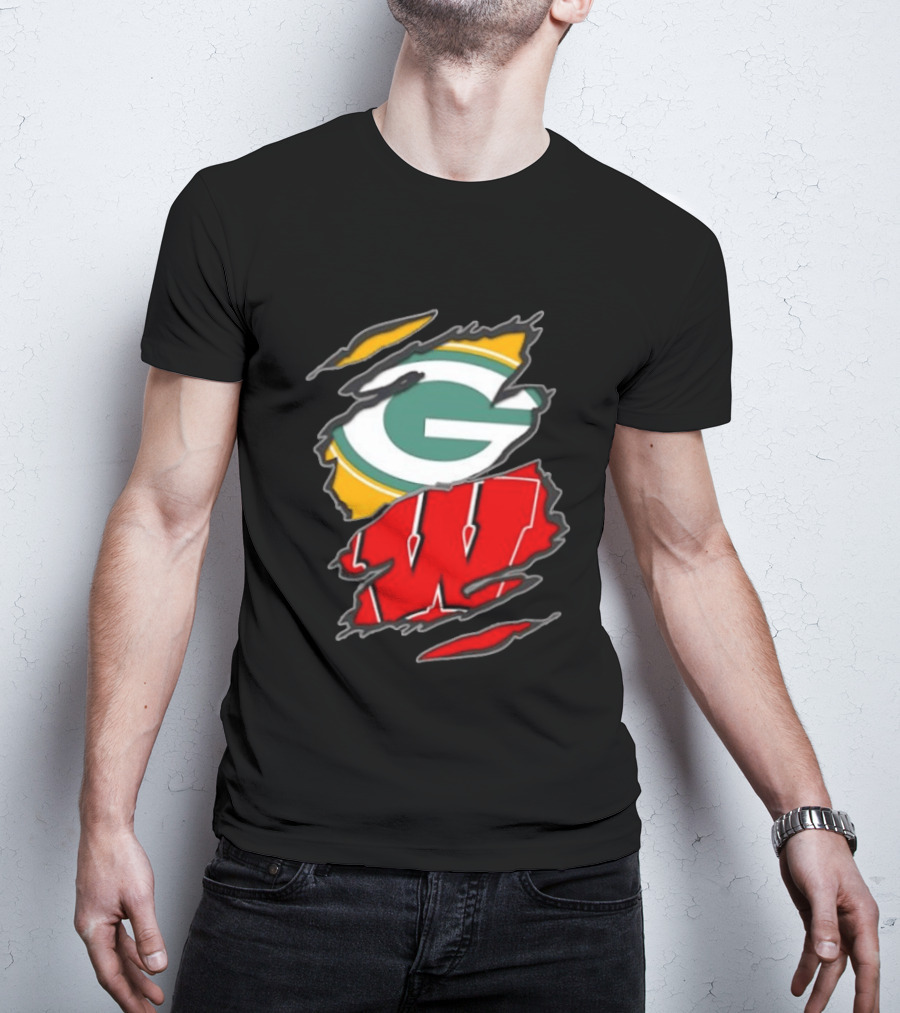 Green Bay Packers Wisconsin Badgers Team Sports Fan T-Shirt