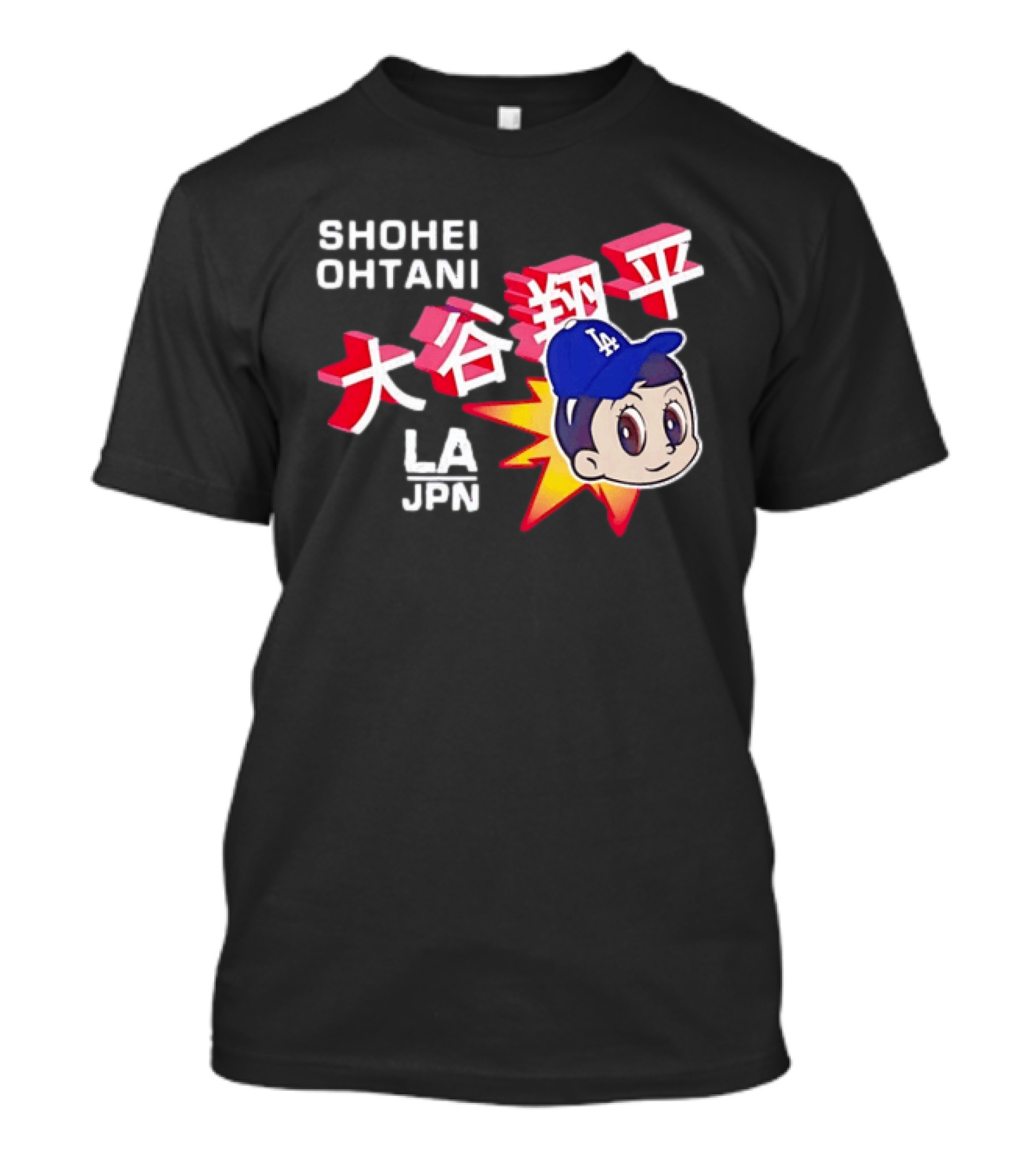 Shohei Ohtani Cartoon LA Dodgers JPN Kanji Characters T-Shirt