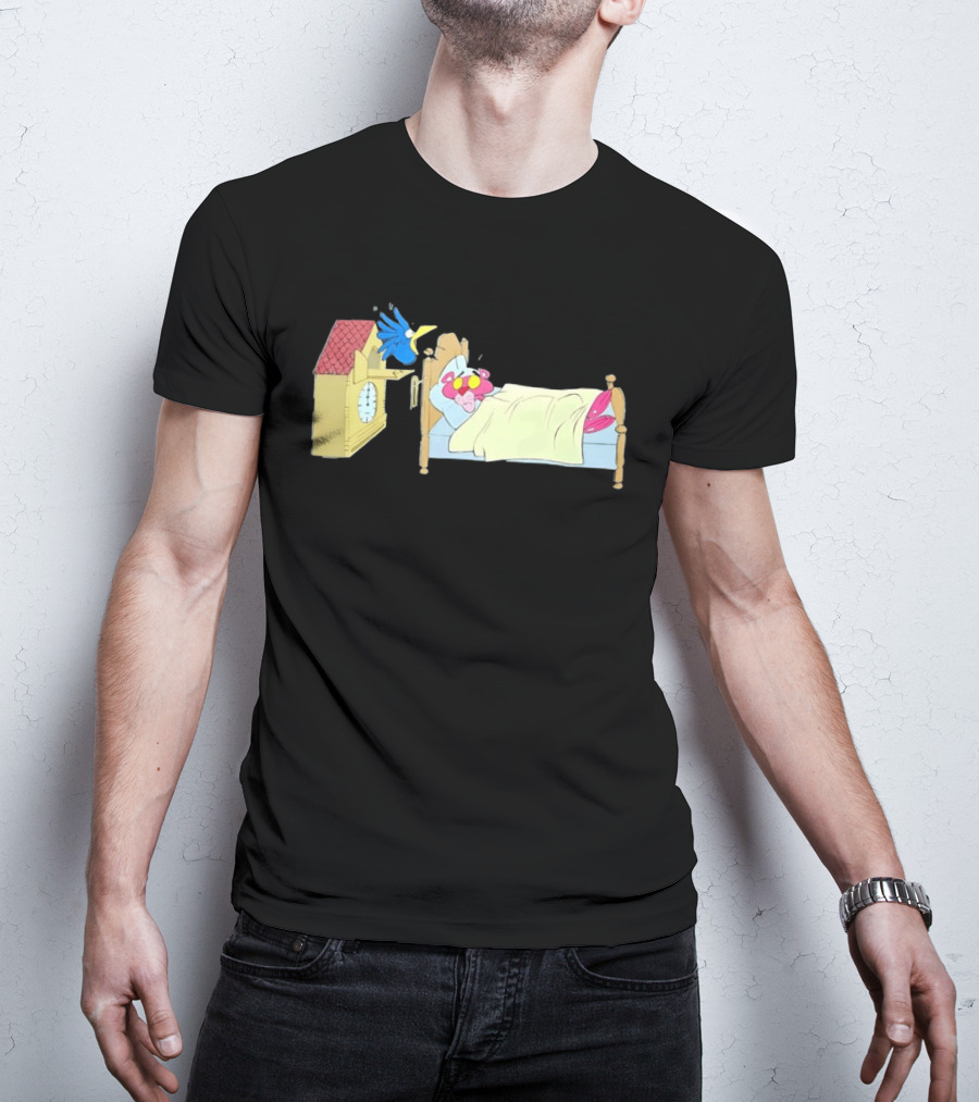 Onlyretro Pink Panther Startled Awake By Cuckoo Surprise T-Shirt