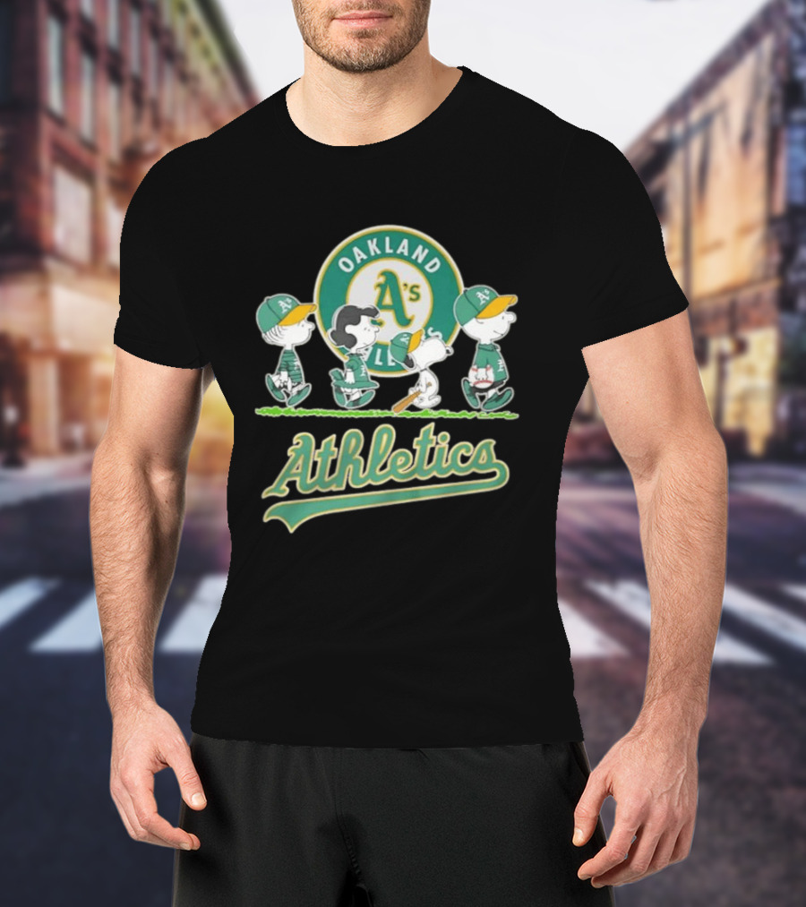 Peanuts Characters Oakland Athletics A's Team Major League Baseball Snoopy Charlie Brown Woodstock T-Shirt