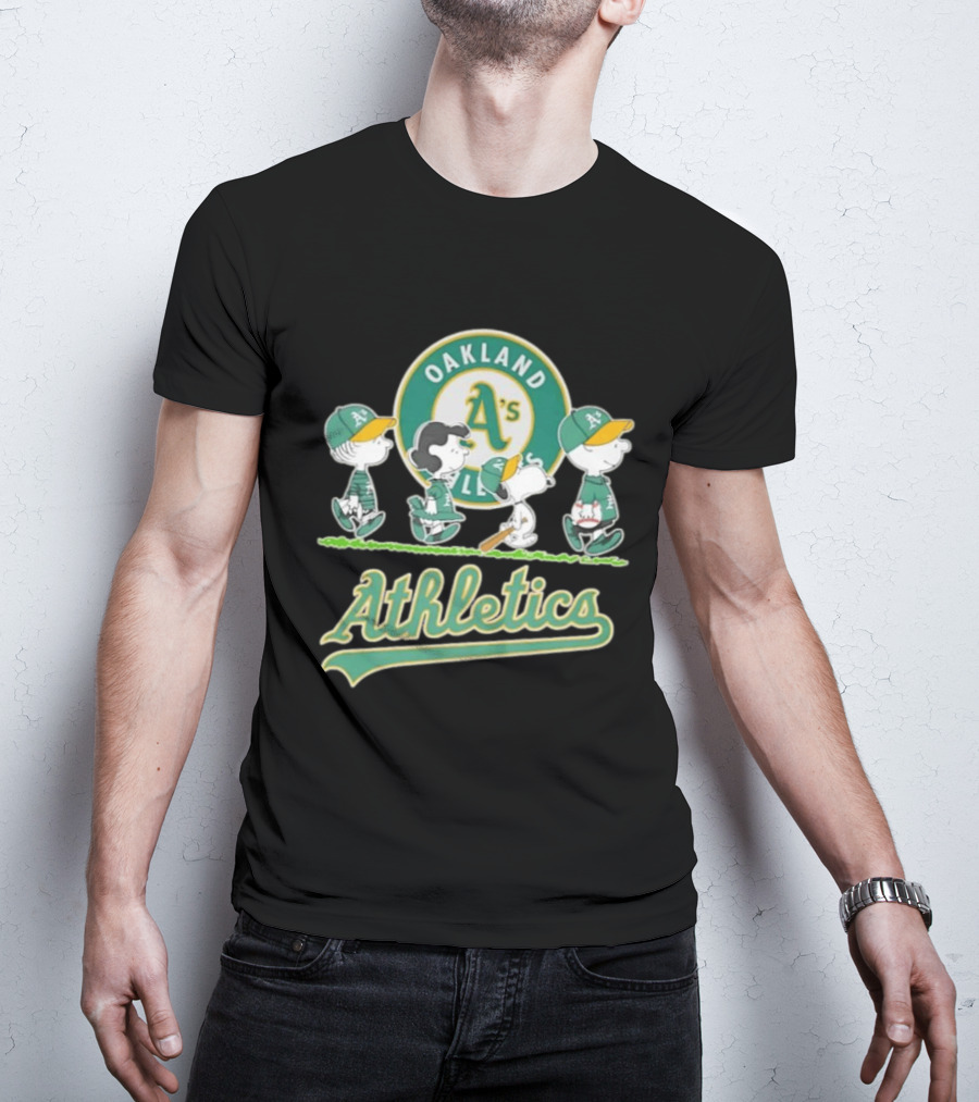 Peanuts Characters Oakland Athletics A's Team Major League Baseball Snoopy Charlie Brown Woodstock T-Shirt