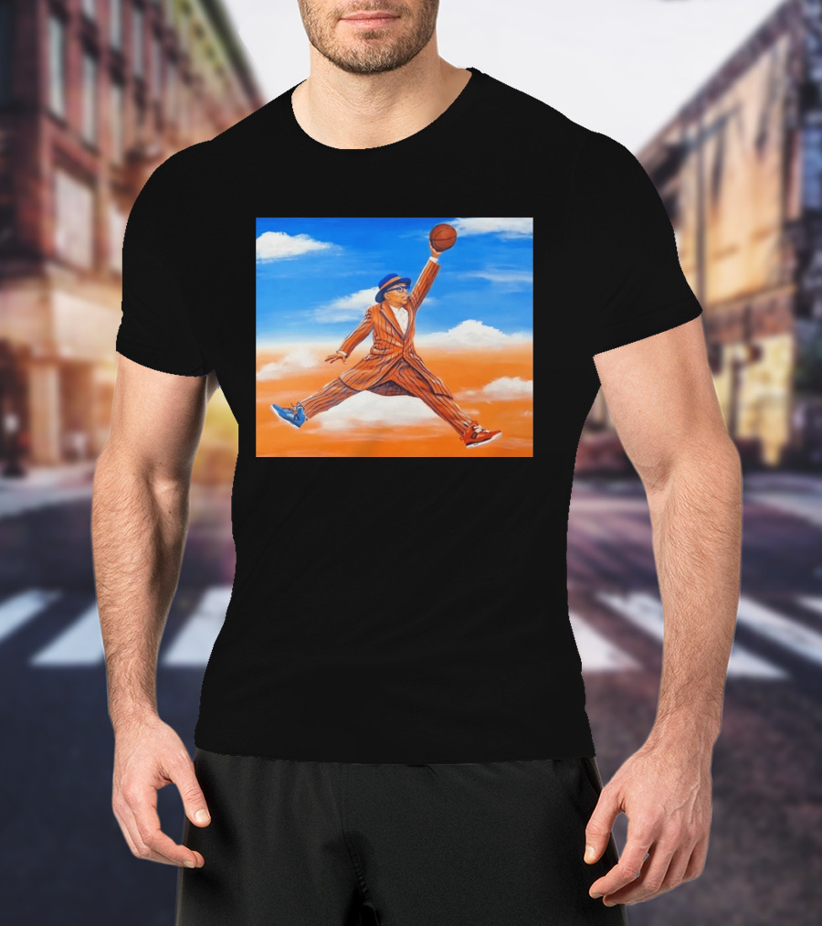 Spike Lee Jumping Basketball Air Jordan Jumpman Striped Suit Sky Sneakers T-Shirt