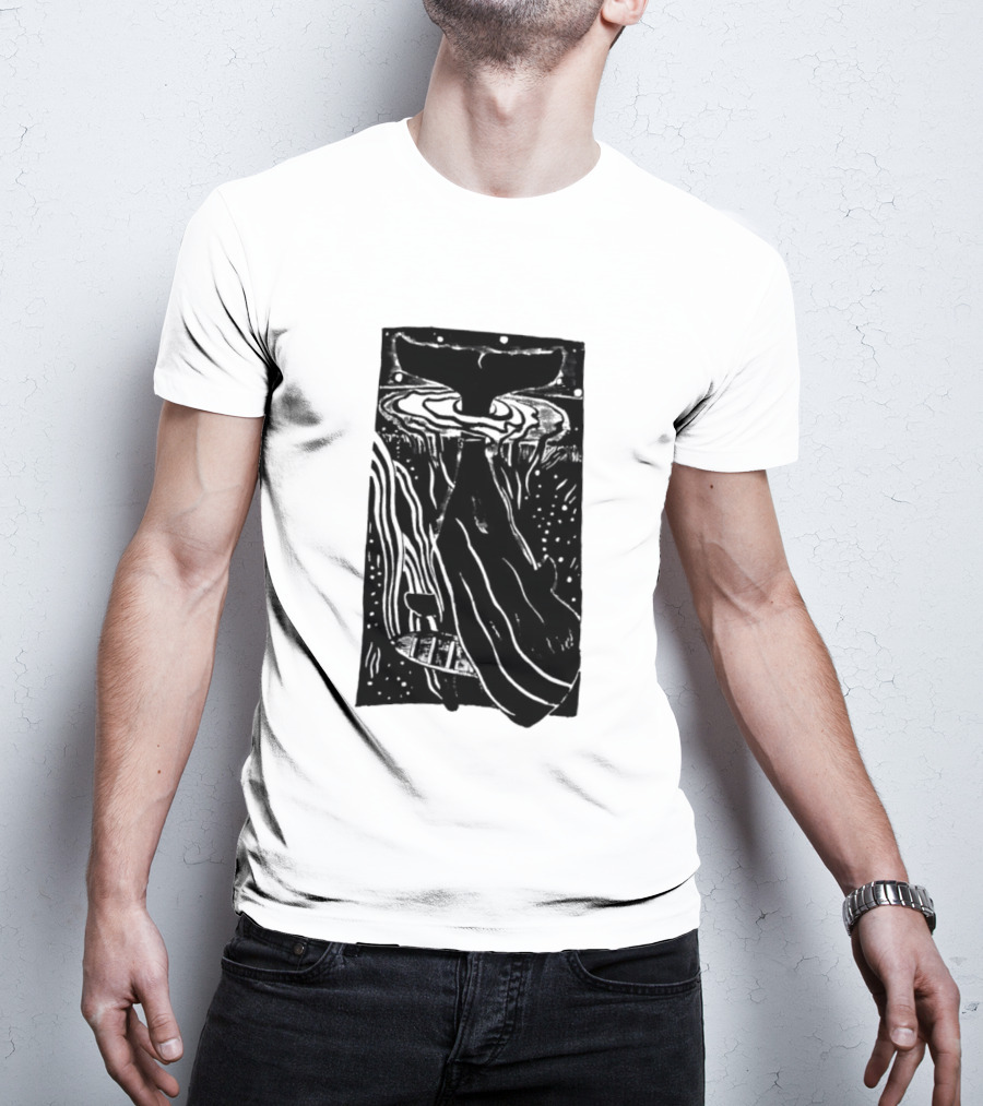 American Traditional Moby Dick Vintage Tattoo Style Whale Ocean Nautical T-Shirt