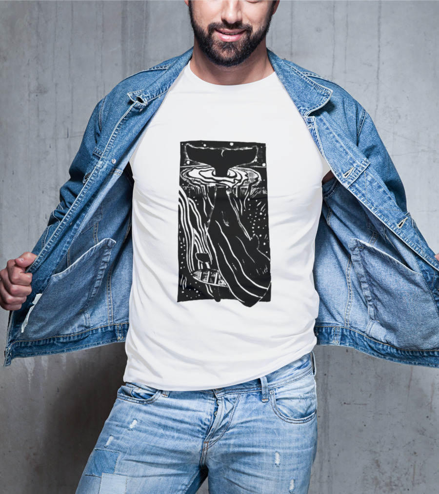 American Traditional Moby Dick Vintage Tattoo Style Whale Ocean Nautical T-Shirt