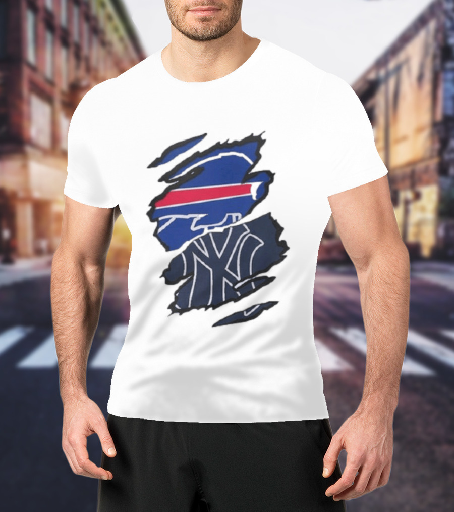Buffalo Bills New York Yankees Split Collaboration Beneath The Surface T-Shirt