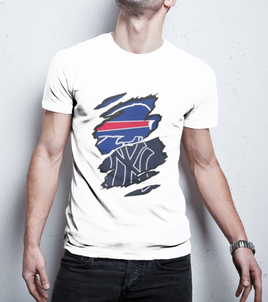 Buffalo Bills New York Yankees Split Collaboration Beneath The Surface T-Shirt