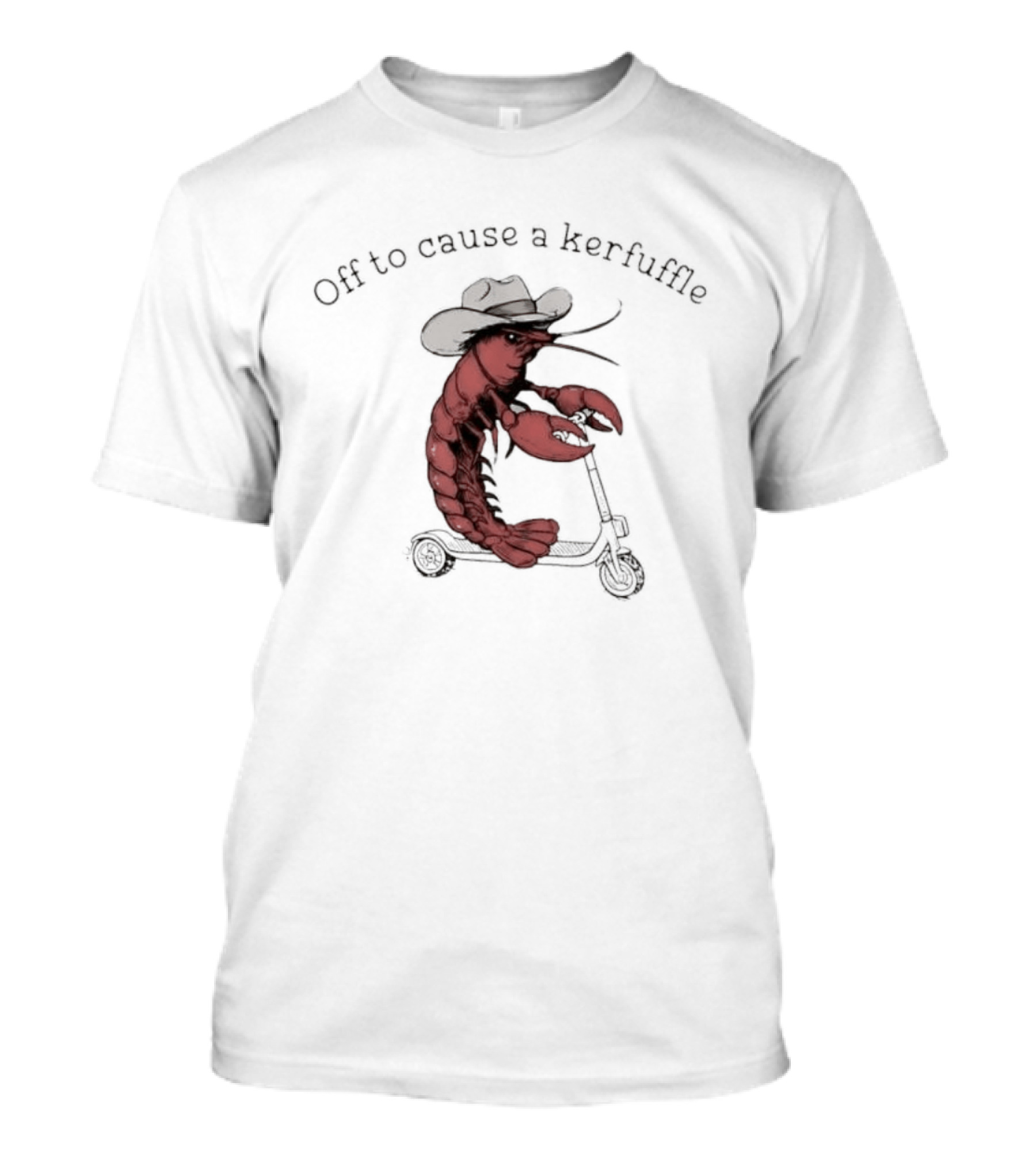 Cowboy Lobster On Scooter Off To Cause A Kerfuffle Humorous Pun Animal T-Shirt