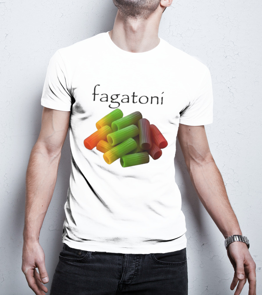 Fagatoni Rainbow Rigatoni Pasta Food Joke Pun LGBTQ+ Pride Humor T-Shirt