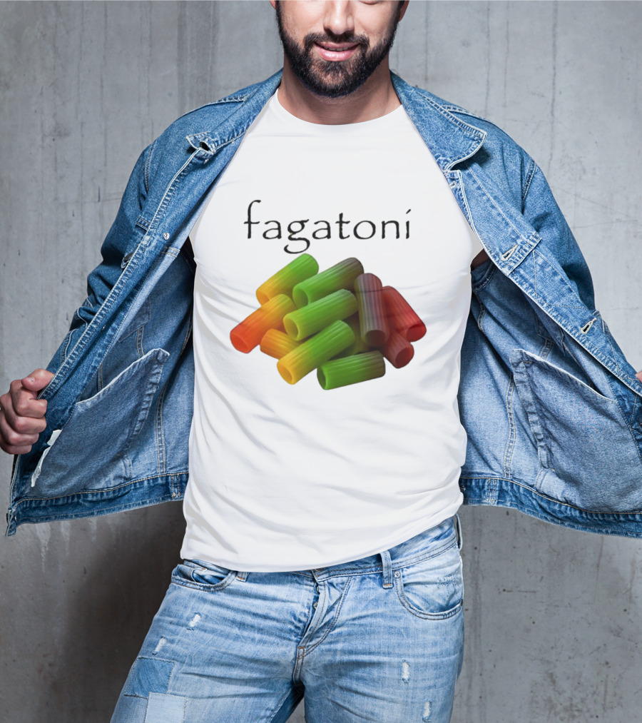Fagatoni Rainbow Rigatoni Pasta Food Joke Pun LGBTQ+ Pride Humor T-Shirt