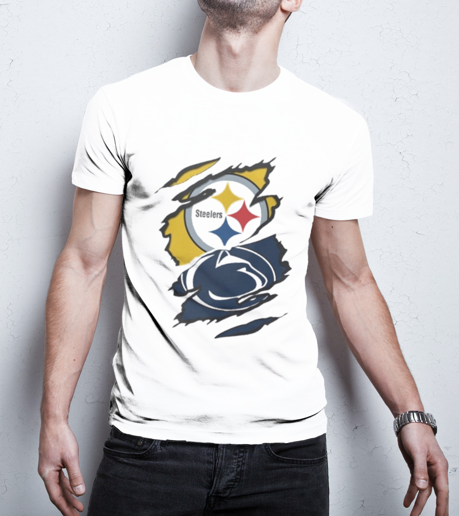 Pittsburgh Steelers Penn State Scratched Logo Fusion Beneath The Surface T-Shirt