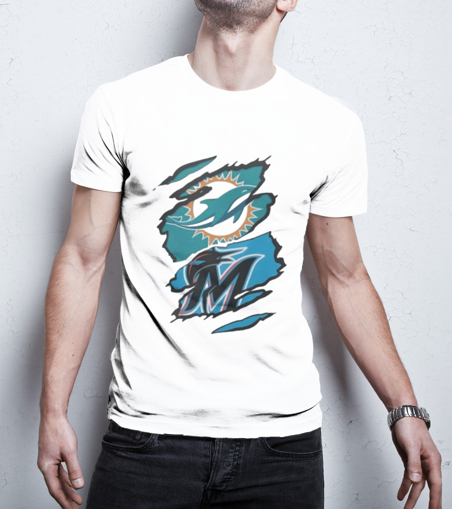 Miami Dolphins Marlins Beneath The Surface NFL MLB T-Shirt