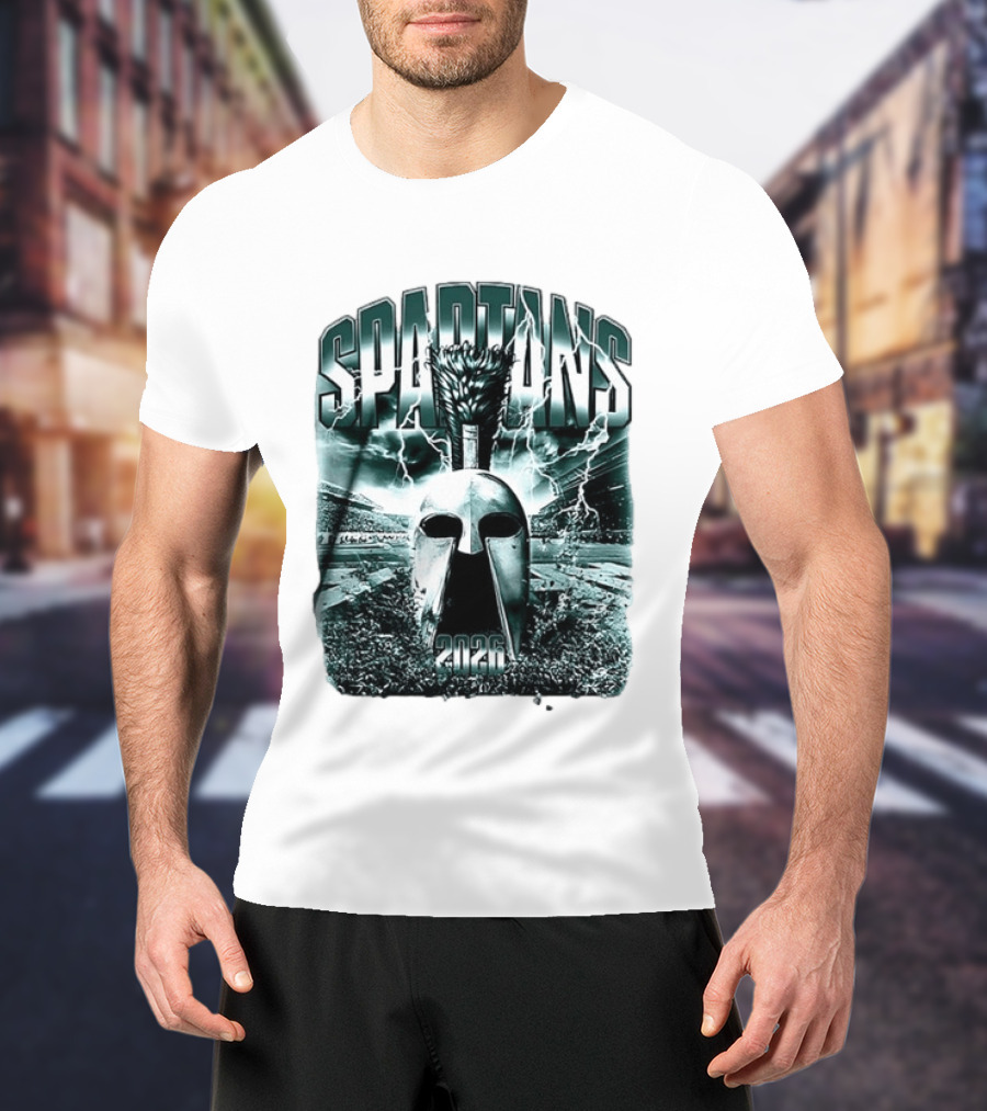 Michigan State Spartans 2026 Mask With Lightning Stadium T-Shirt