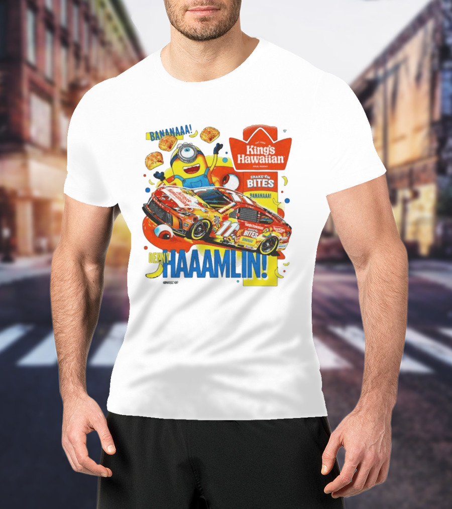 Minions Bananaa With Denny Hamlin King's Hawaiian Shake 'n Bites Racing 2026 T-Shirt