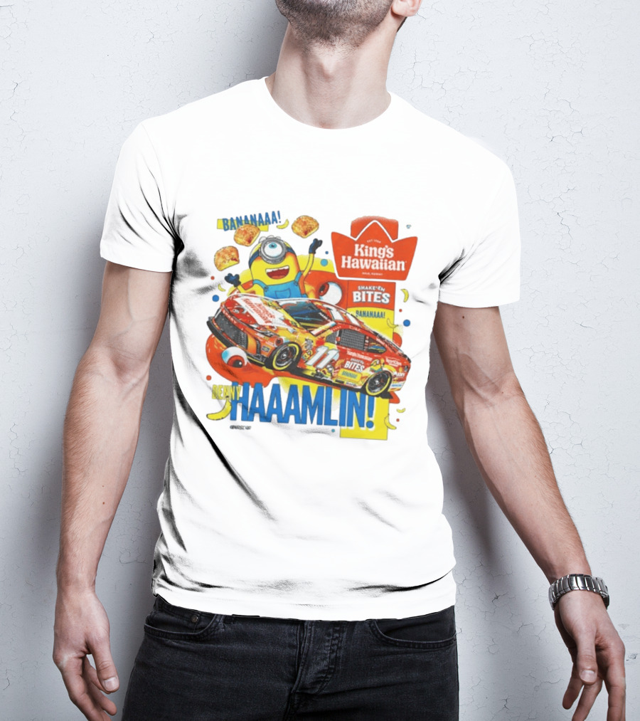Minions Bananaa With Denny Hamlin King's Hawaiian Shake 'n Bites Racing 2026 T-Shirt