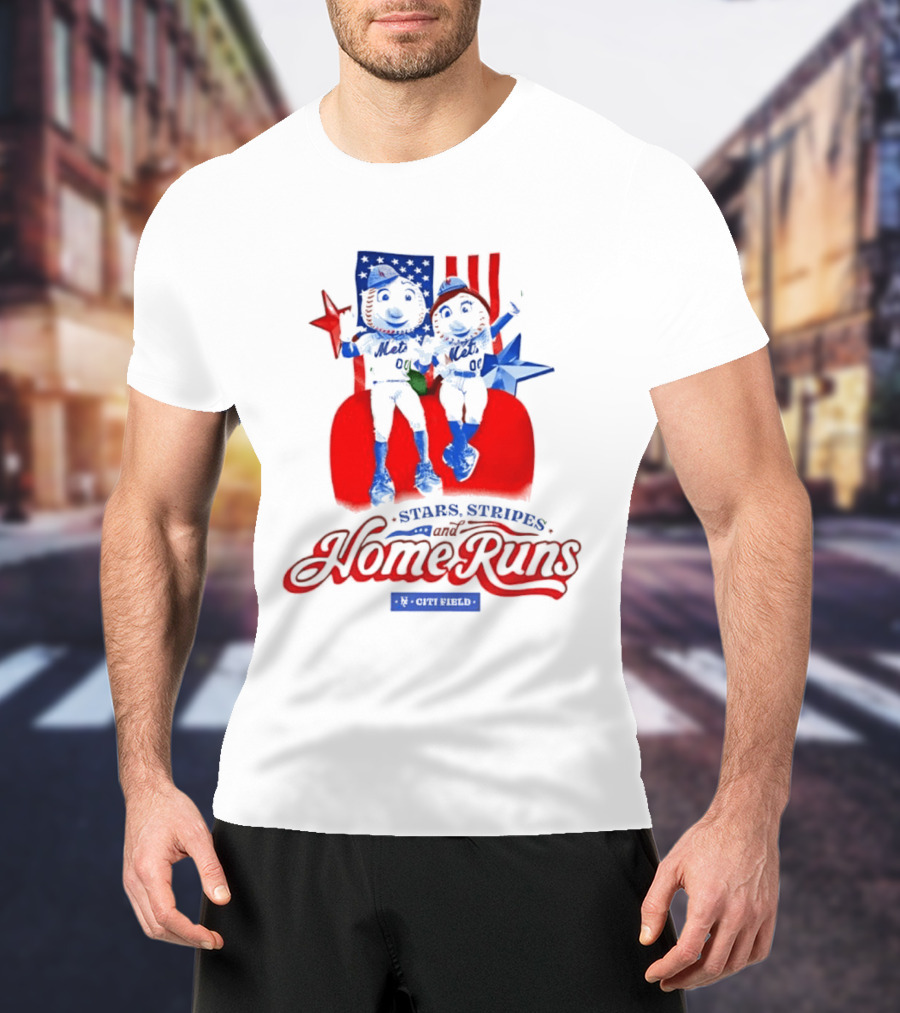 New York Mets Stars Stripes Home Runs Mr Met America T-Shirt