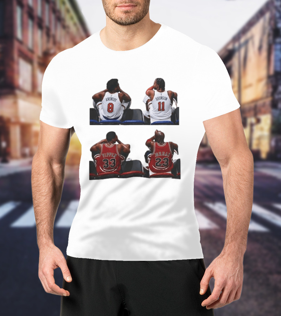 OG Anunoby Jalen Brunson Knicks Scottie Pippen Michael Jordan Bulls Legends 23 33 11 8 T-Shirt