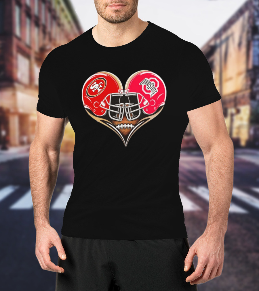 49Ers Ohio State Buckeyes Helmet Heart Love T-Shirt