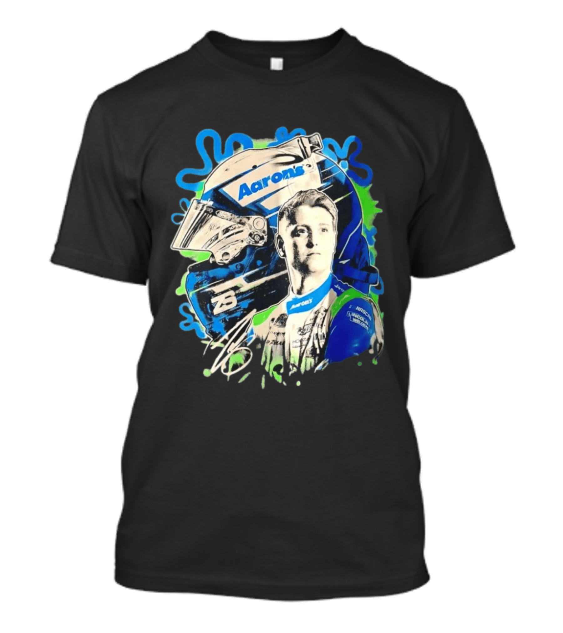 Aaron's NASCAR Lincoln Welder Ford 23 Driver Portrait Helmet Racing T-Shirt