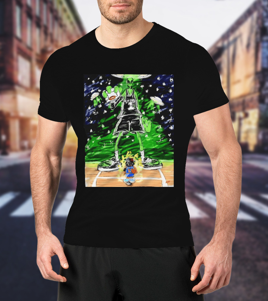 Victor Wembanyama Alien San Antonio Spurs Vs Jalen Brunson New York Knicks NBA Showdown T-Shirt