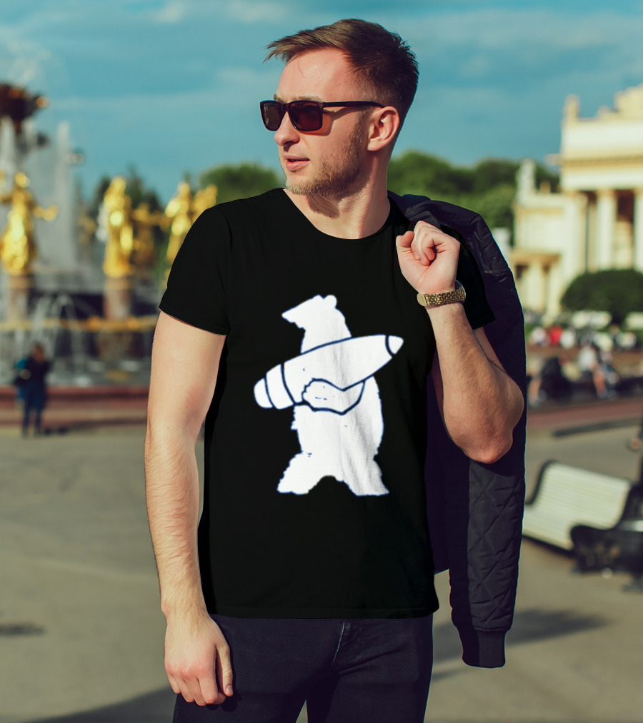 California Republic Bear Holding Bullet Munitions Military Tactical Morale T-Shirt