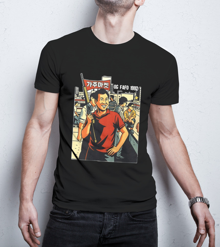 LA Riots 1992 Roof Korean Veterans Og Fafo T-Shirt