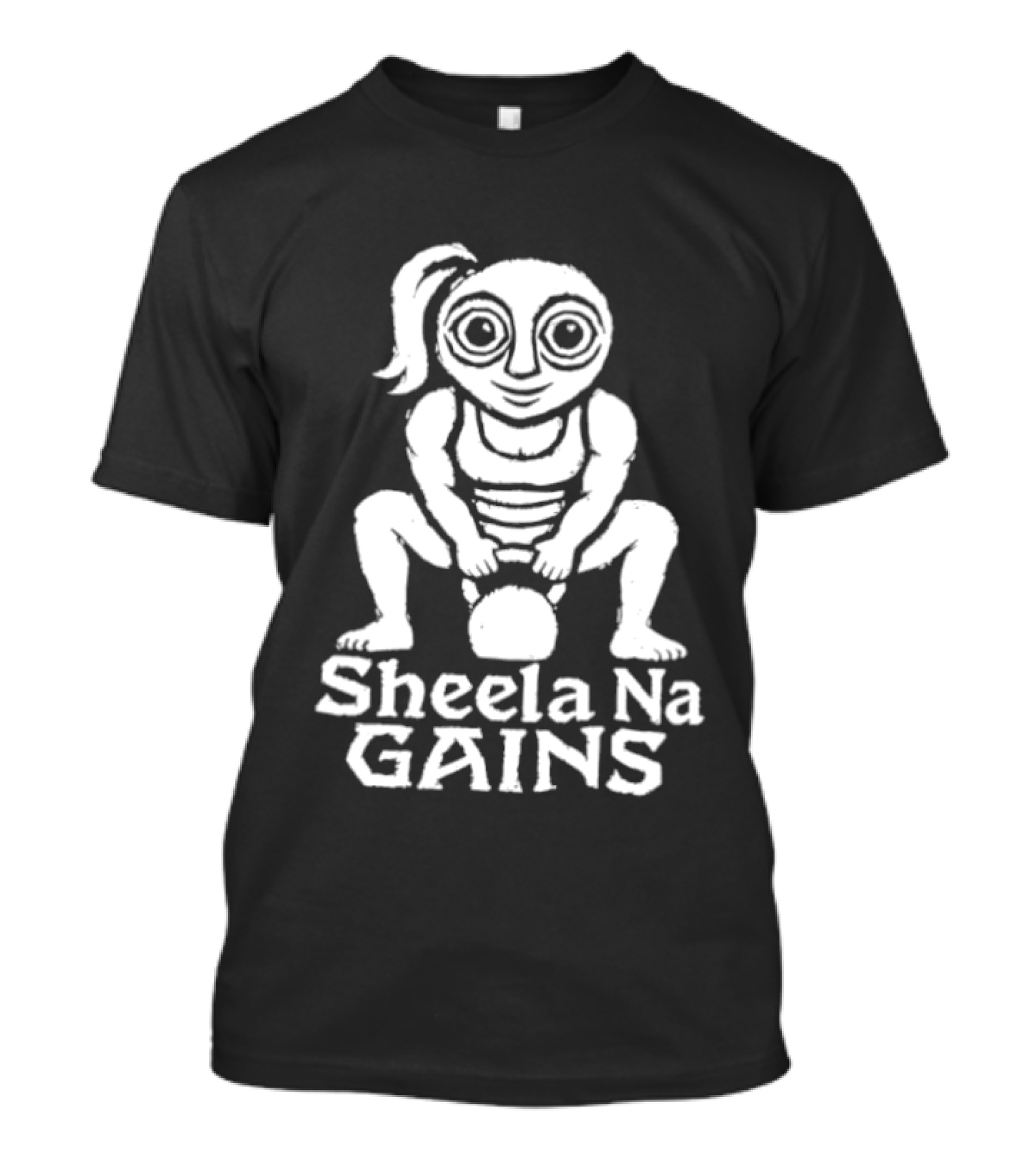 Sheela Na Gig Kettlebell Exercise Sheela Na Gains Fitness Workout Lifting T-Shirt