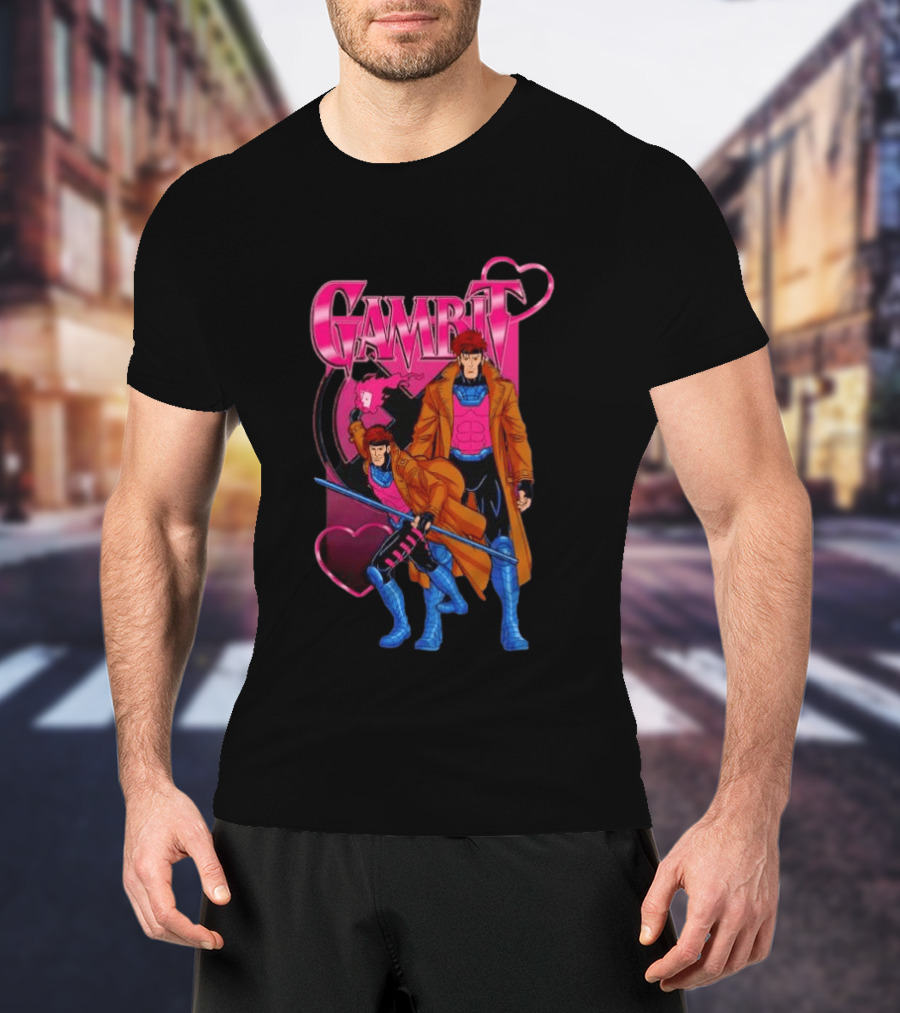 Gambit X Men Marvel Comics Character Playing Cards Hearts And Staff T-Shirt